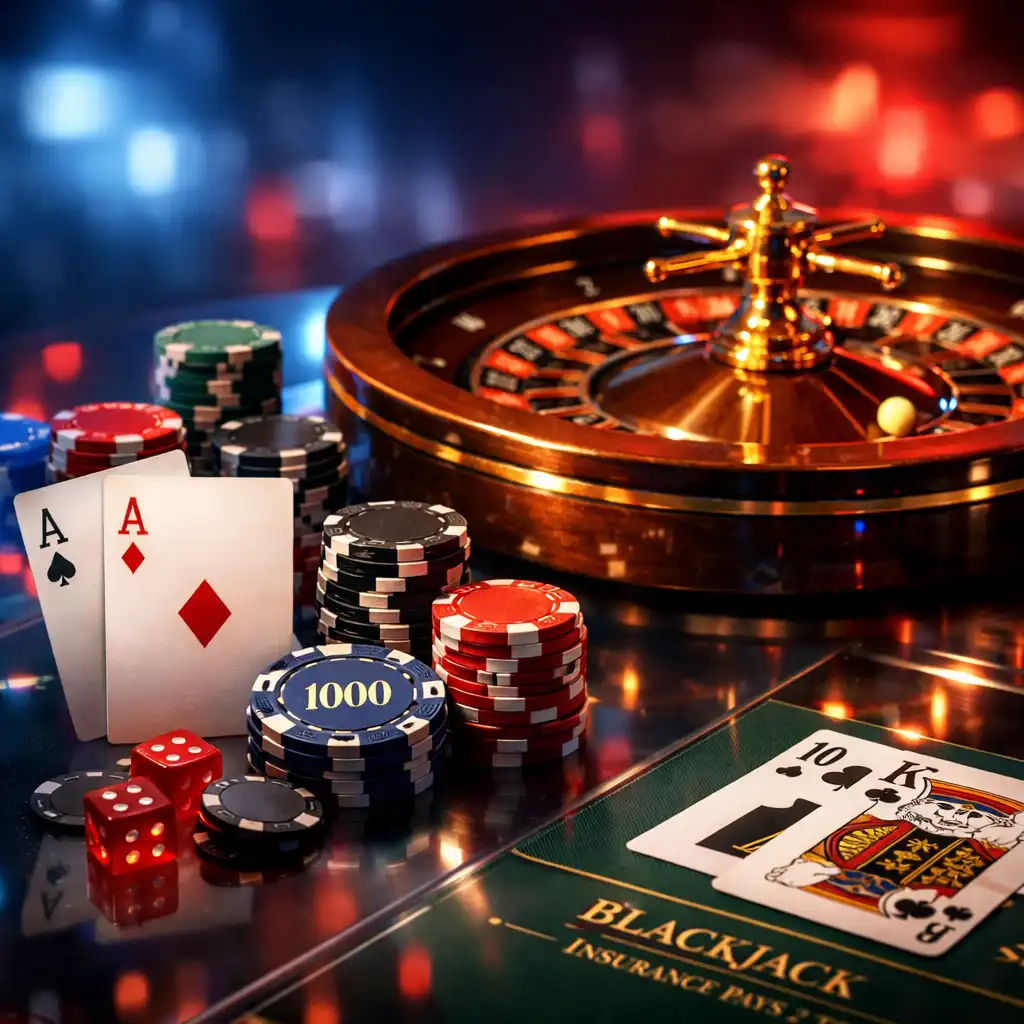 Stół pokerowy, ruletka i blackjack przygotowane na mobilny event INTER-COP