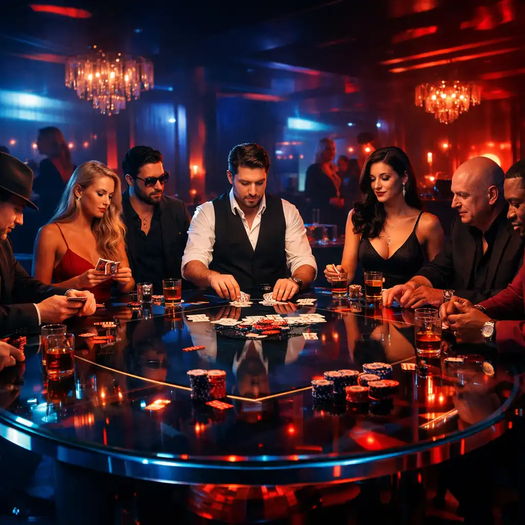 Wieczór pokerowy INTER-COP w filmowej, nastrojowej oprawie świetlnej